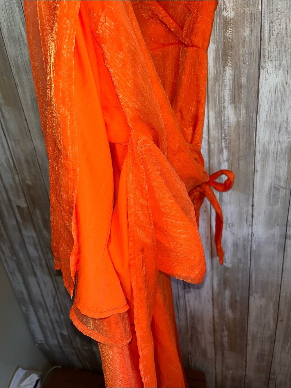 Hutch Tangerine Ruffle Wide Leg Jumpsuit Size 14P Petite NWT - Picture 5 of 11